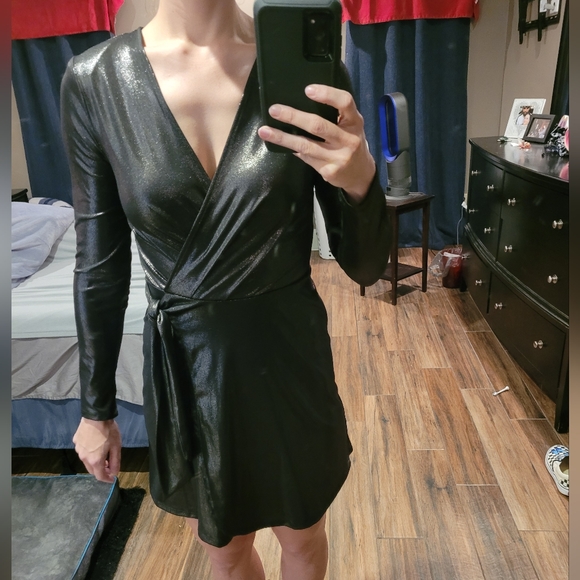 BCBG Metallic Wrap Dress - Picture 4 of 7